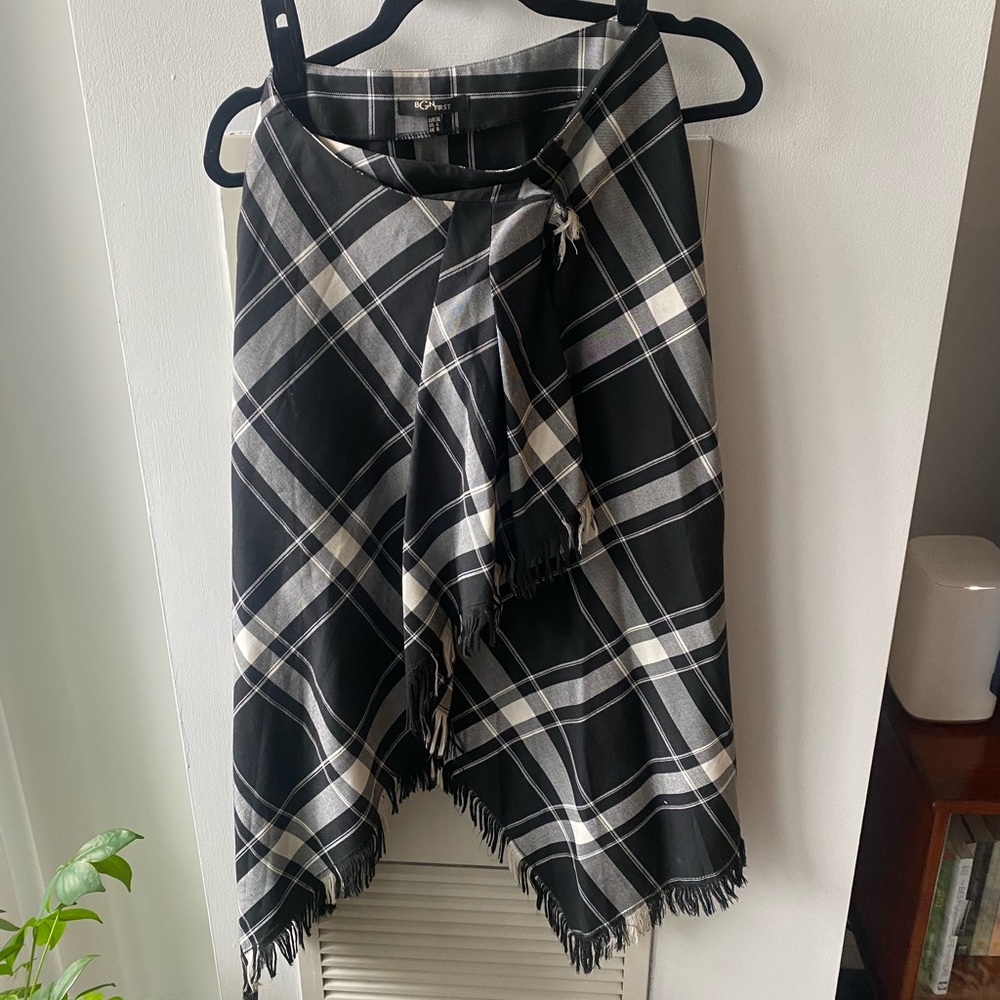 FINAL SALE - Vintage Black and White Asymmetrical Wrap Midi Skirt
